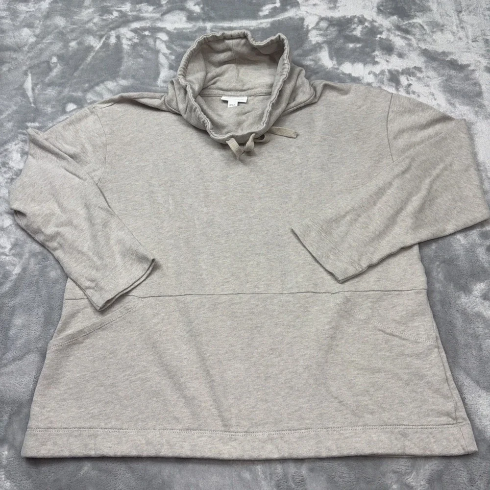 Pure Jill Sweater Dress Womens M Beige Soft Touch Cotton Turtleneck Long Sleeve